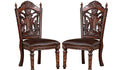 Traditional 2Pcs Side Chairs Brown Cherryseats Faux Wood Carved Details Formal Solid Wood Dining Room Furniture Brown,Dark Brown Brown Dining Room Luxury,Traditional,Vintage Dining Chairs Rubberwood