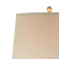 Aine 29 Inch Hydrocal Table Lamp, Drum Shade, Urn Shaped Base, Slate Gray Gray Beige Fabric