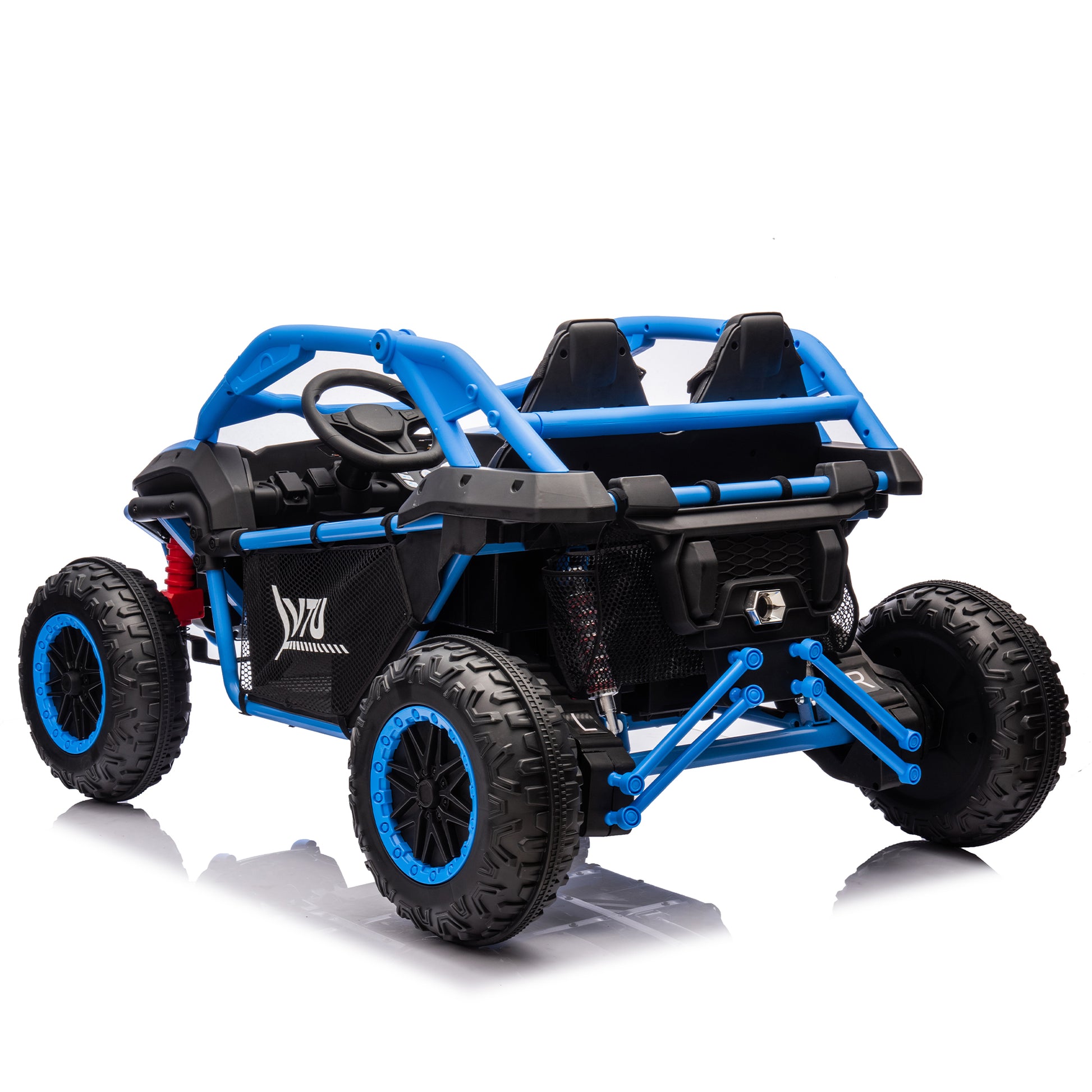 24V Two Seater Kids Ride On Utv W Parents Control,20In Seat Width,400W Super High Power,Four Wheel Suspension,Bluetooth,Mp3,Usb,Led Light,Horn,Rear Storage Space,Speeds 3.73 4.97Mph For Kids Aged 3 . Blue 100 149 Lbs Polypropylene