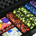 Soozier Poker Chip Set With 6 Denominations, 500 Chips, 14 Gram Clay, Casino Poker Chips With Aluminum Case, 2 Decks Of Playing Cards, Dealer Button & 5 Dice For Texas Hold'Em Black Aluminium
