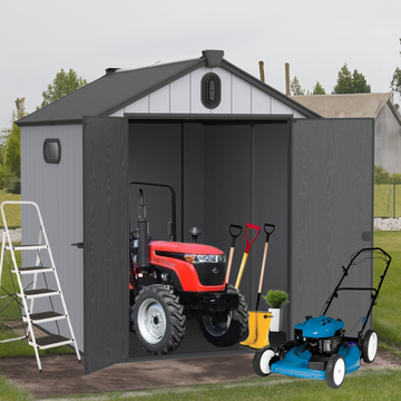 Xwt012 6*8Ft Plastic Storage Shed For Backyard Garden Big Spire Tool Storage Black Grey Garden & Outdoor Plastic