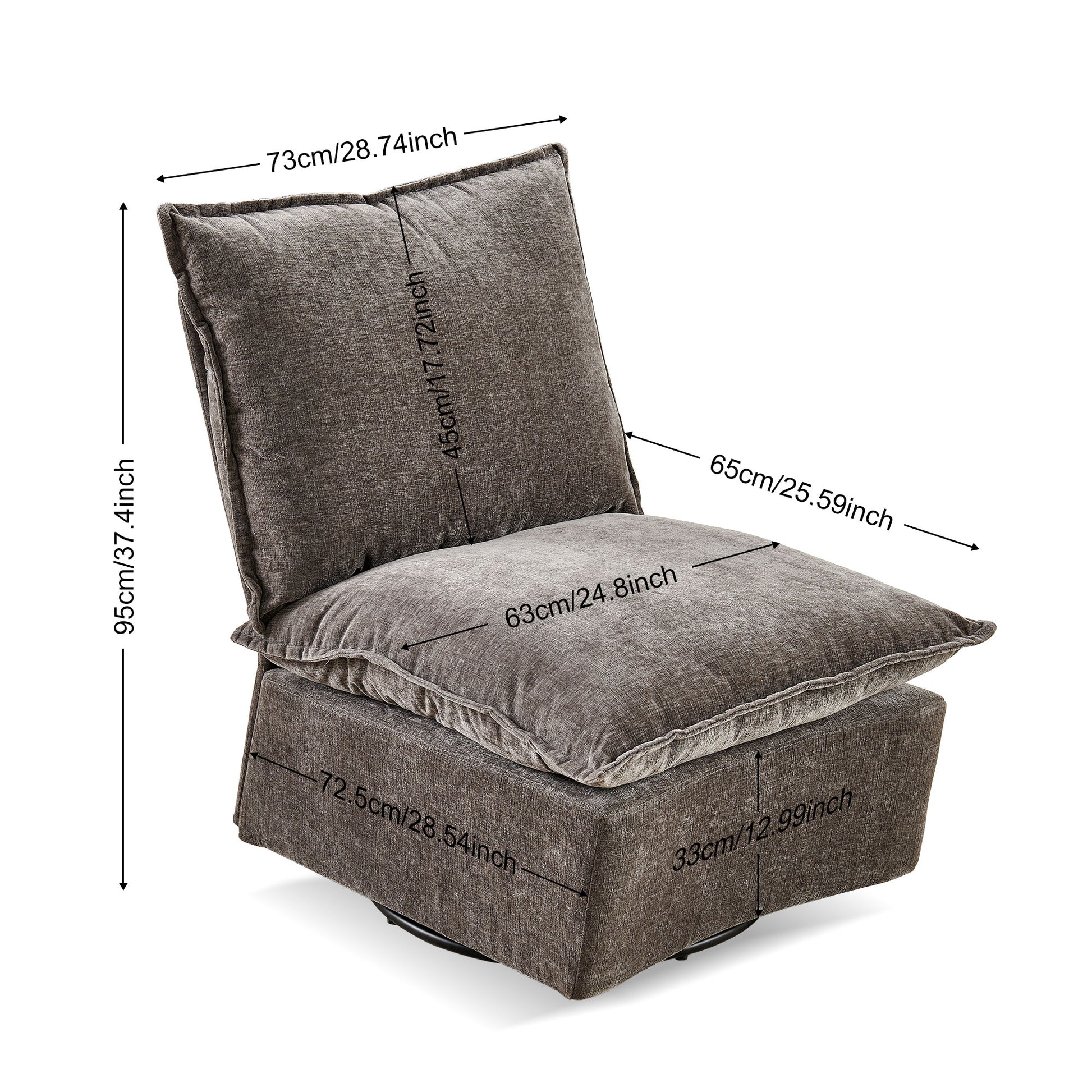 Detachable Dark Grey Chenille Single 360 Swivel Rocking Rocker,360 Swivel Sofa Chair & Single Sofa Lounge, Comfortable Seating For Living Room & Bedroom,Dark Gray Sofa 1Pc Dark Gray Primary Living Space Modern Foam Chenille
