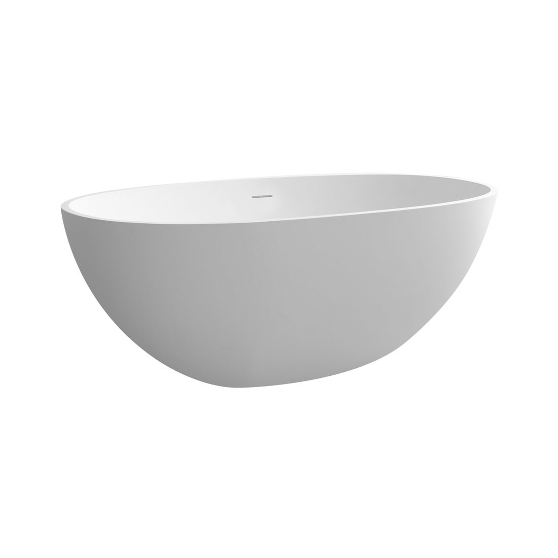 55" Solid Surface Soaking Bathtub Matte White Freestanding Tubs Matte Center Front Solid Surface