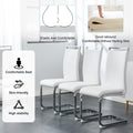 Table And Chair Set. Large Modern Rectangular Table With Glass Top And Silver Metal Legs. Furnished With Soft And Comfortable Pu Chairs With Faux Leather Upholstered Seats And Silver Metal Legs. White Silver Seats 6 Glass Metal