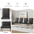 Table And Chair Set, Large Modern Rectangular Glass Table, Can Accommodate 6 8 People, Equipped With A 0.39 Inch Tempered Glass Tabletop And Mdf Table Legs.Paired With Comfortable And Soft Chairs. Black Mdf Glass