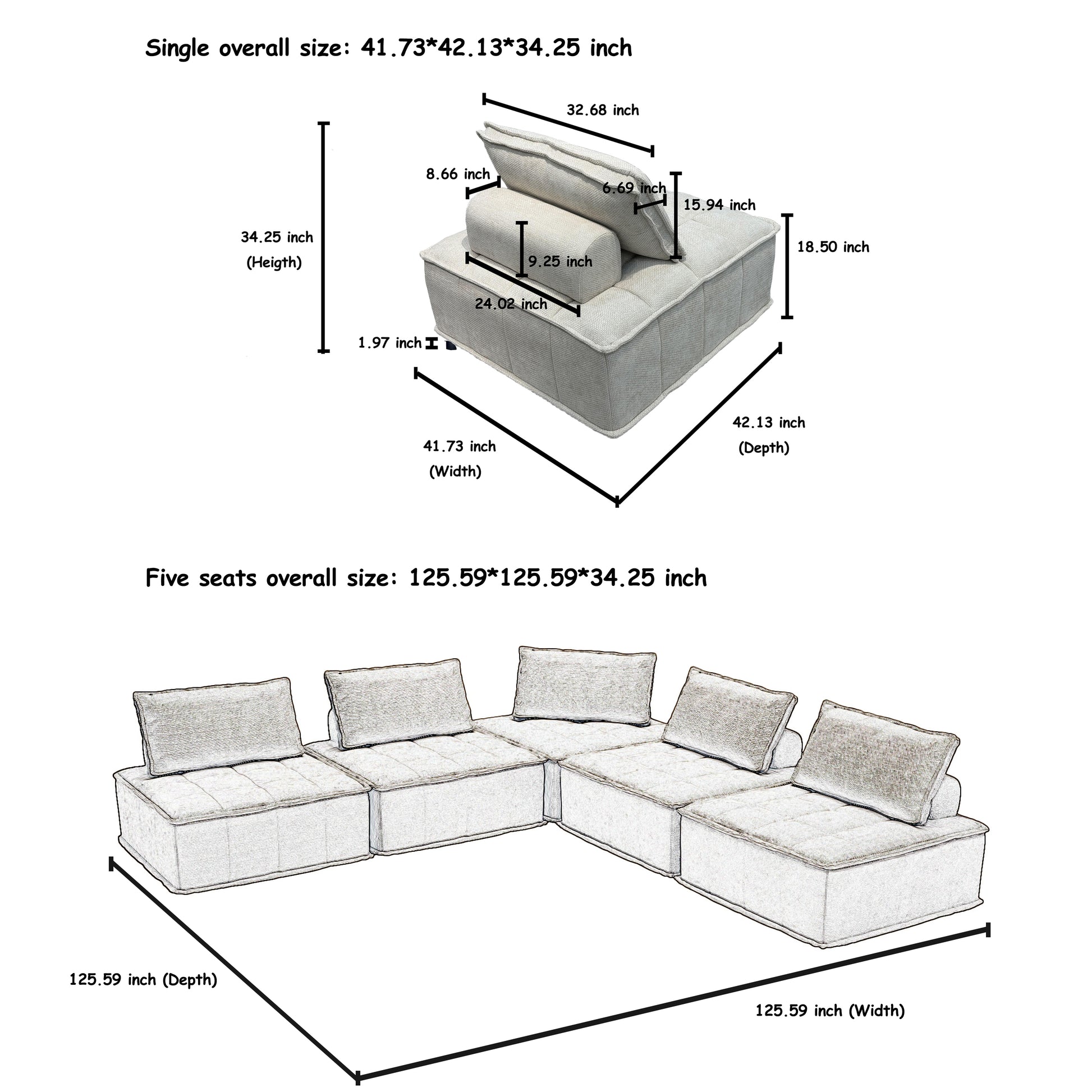 Modern Modular L Shaped Chenille Sofa With Movable Cushions, Hidden Legs, And Spring Cushions Customizable For Living Room And Multiple Spaces Beige Color Beige Chenille 5 Seat