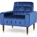 Mirod Comfy Arm Chair With Tufted Backmodern For Living Room, Bedroom And Study Navy Blue Velvet