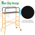 Homcom 4 Step Steel 4.6 X 2 X 6 Ft. Scaffold 2 Wheels Free Moving For Indoor & Outdoor Decoration Anti Skid, 440 Pound Capacity Black Steel