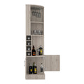 Seattle Bar Cabinet, Eight Bottle Cubbies, Two Large Open Shelves Light Gray Particle Board Engineered Wood