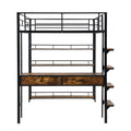 Full Size Metal Loft Bed With Desk And Shelves, Black Expected Arrival Time: 9.18 Box Spring Not Required Full Black Metal Solid Wood Mdf