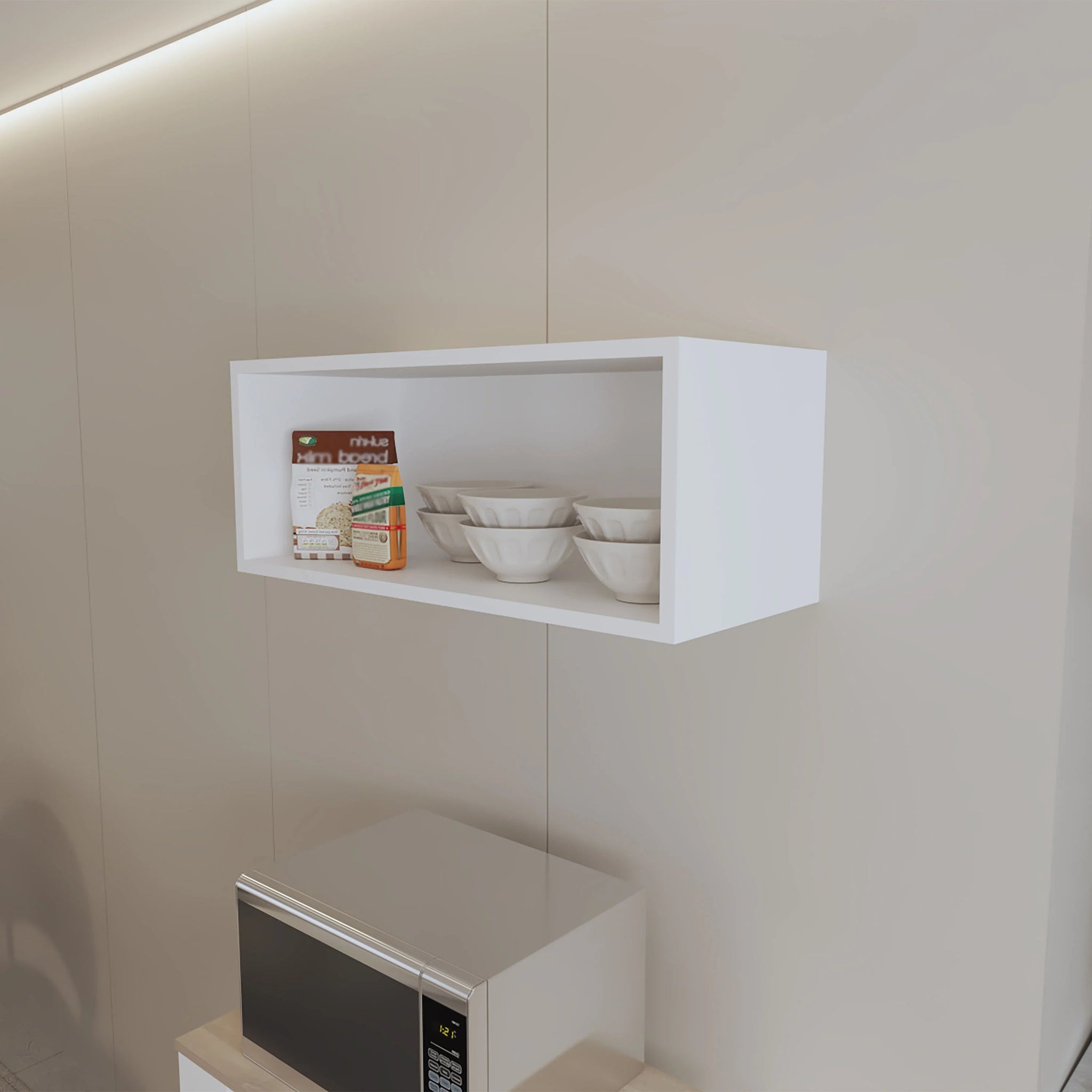 White Rock Wall Cabinet With Open Storage Wall Mounted 1 2 Shelves White Primary Living Space Wall Mounted Particle Board