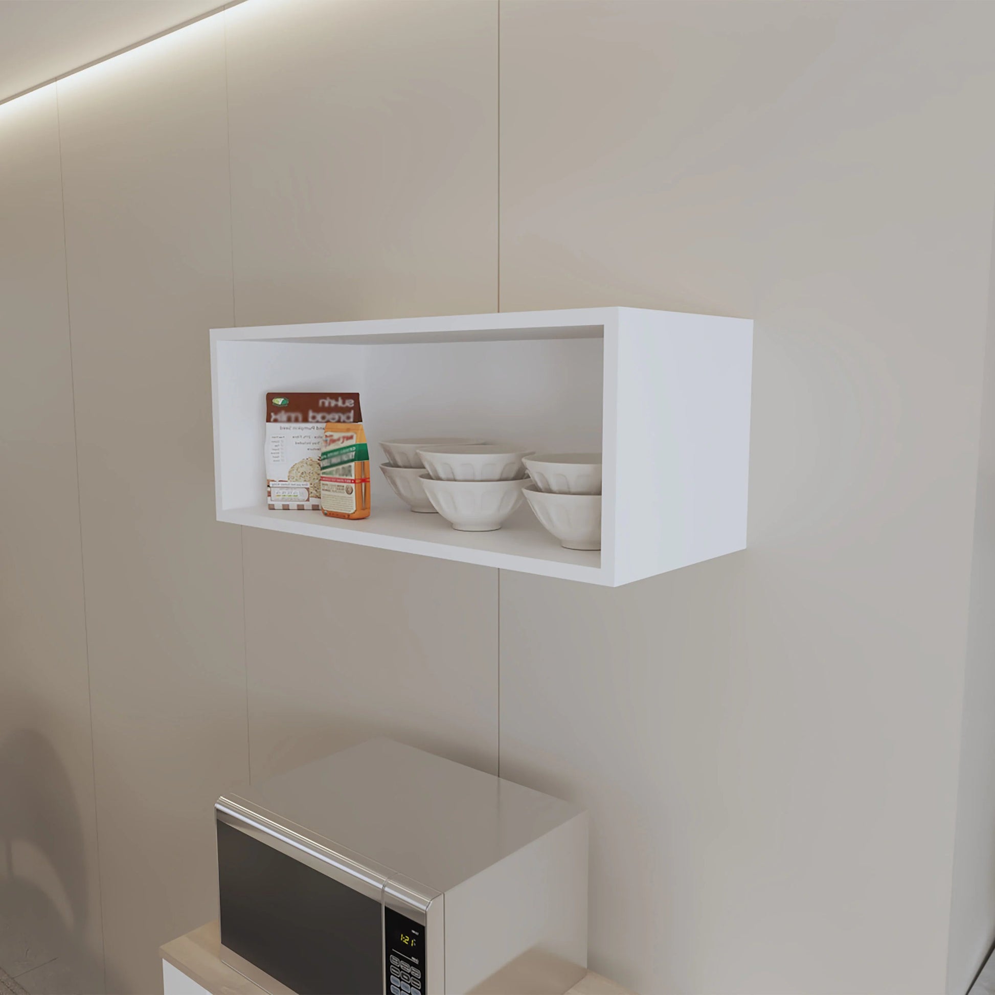 White Rock Wall Cabinet With Open Storage Wall Mounted 1 2 Shelves White Primary Living Space Wall Mounted Particle Board