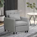 Homcom Convertible Sofa Lounger Chair Bed Multi Functional Sleeper Recliner With Tufted Upholstered Fabric, Adjustable Angle Backrest, And Pillow, Grey Grey Plastic 1 Seat