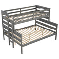 Wood Twin Xl Over Queen Bunk Bed With Ladder, Gray Twin Xl Box Spring Not Required Gray Wood Bedroom Bunk Solid Wood Mdf