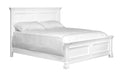 Coastal White King Panel Bed King White Engineered Wood