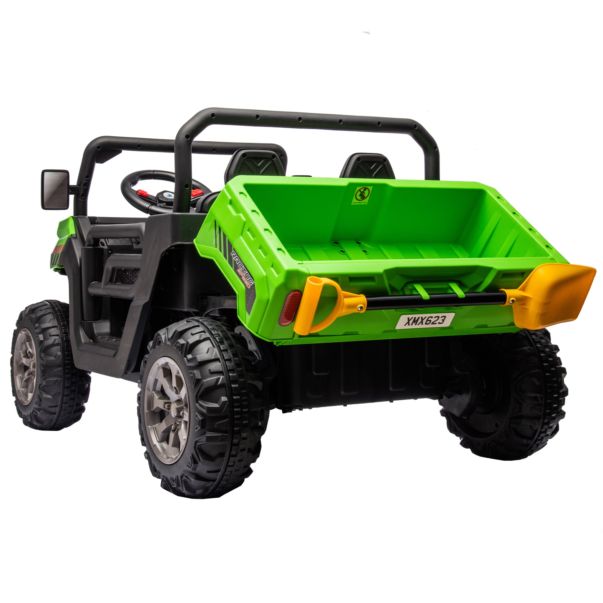 24V Ride On Truck 2 Seater Ride On Utv With 2X200W Motor Ride On Dump Truck With Dump Bed Shovel Ride On Car With Remote Control Electric Vehicle With Non Slip Tyre For Boys Girls Green Plastic