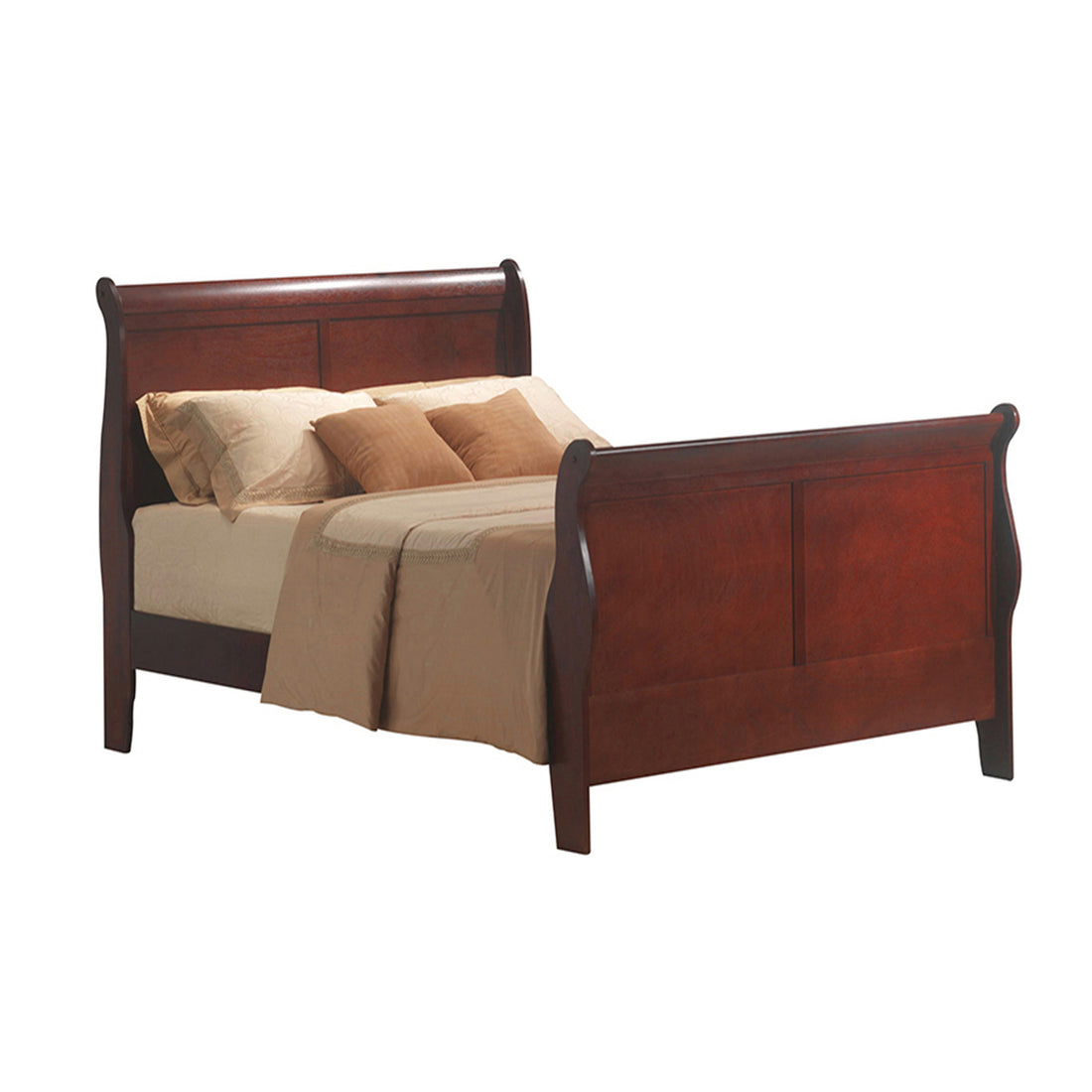 Cherry Queen Bed Box Spring Required Queen Cherry Wood Brown Bedroom Wood