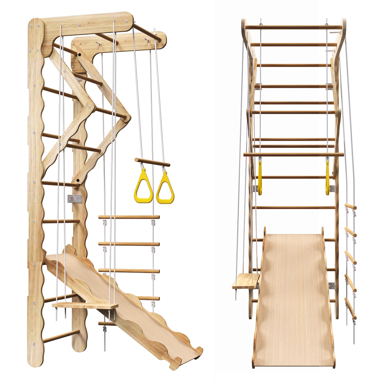 Toddler Climbing Toys Indoor Kids Pikler Triangle Set Foldable Indoor Ladder Climbing Gym Climber Natural Wood Nature Pine