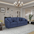 United We Win Corduroy Fabric, Two Cup Holders, Storage, Oversized Two Seat, Solid Wood Frame, High Quality Sponge Filling, Curved Placement Sofa Navy Corduroy 2 Seat