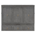 Queen Size Murphy Bed With Usb Port And A Large Drawer, Gray Gray Solid Wood Mdf