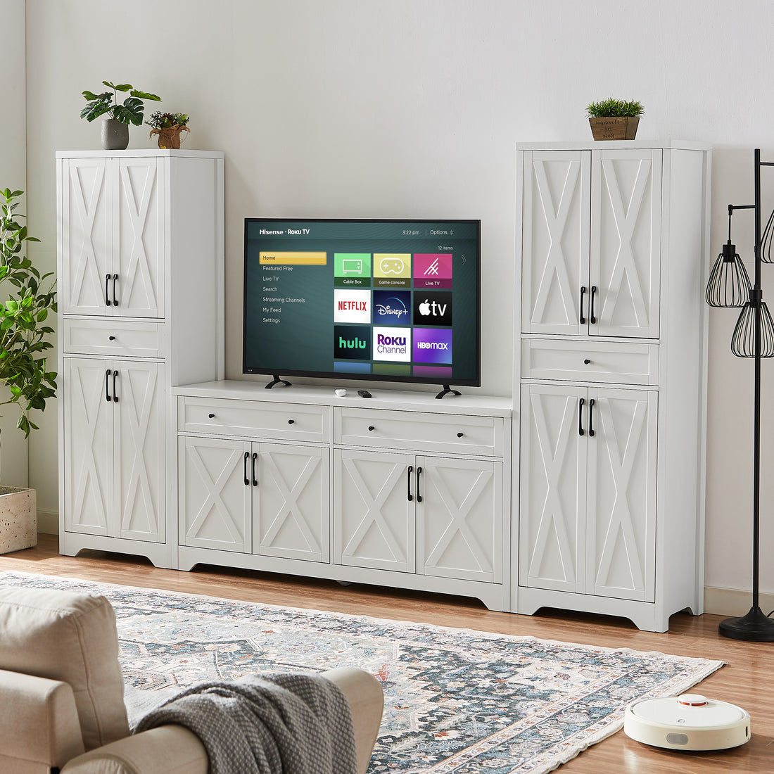 68"High Living Room Sideboard, Multi Functional Combination Tv Cabinet Sideboard, Large Capacity Storage Cabinet, Can Be Used In Living Room, Bedroom,Office Area, White, 23.7''L X 15.0''W X 68''H.