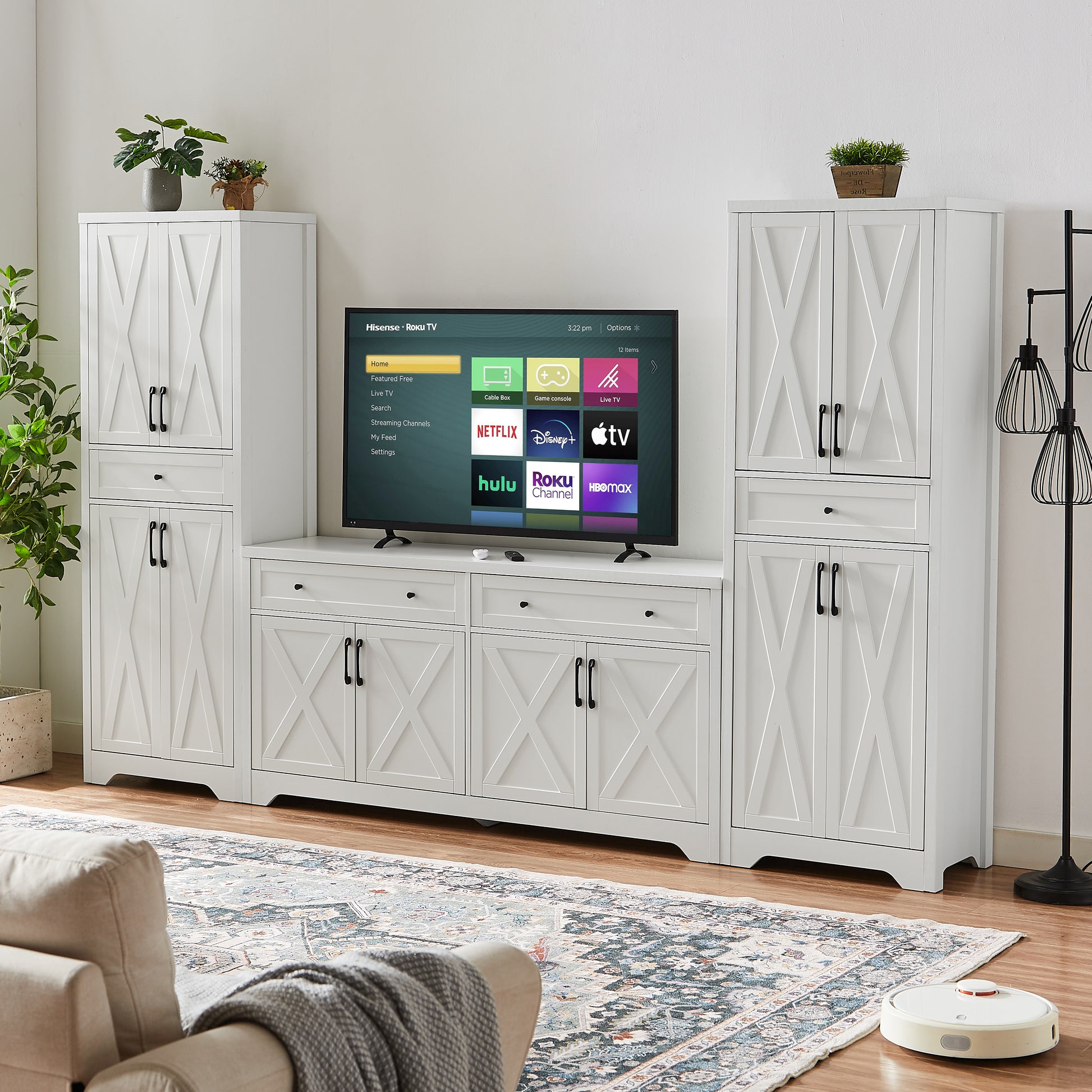 68"High Living Room Sideboard, Multi Functional Combination Tv Cabinet Sideboard, Large Capacity Storage Cabinet, Can Be Used In Living Room, Bedroom,Office Area, White, 23.7''L X 15.0''W X 68''H.
