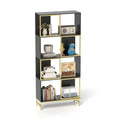 4 Tier Storage Shelves, Bookcase Display Storage Shelf Corner Shelf For Small Space, Living Room Black Gold Primary Living Space Metal,Particle Board