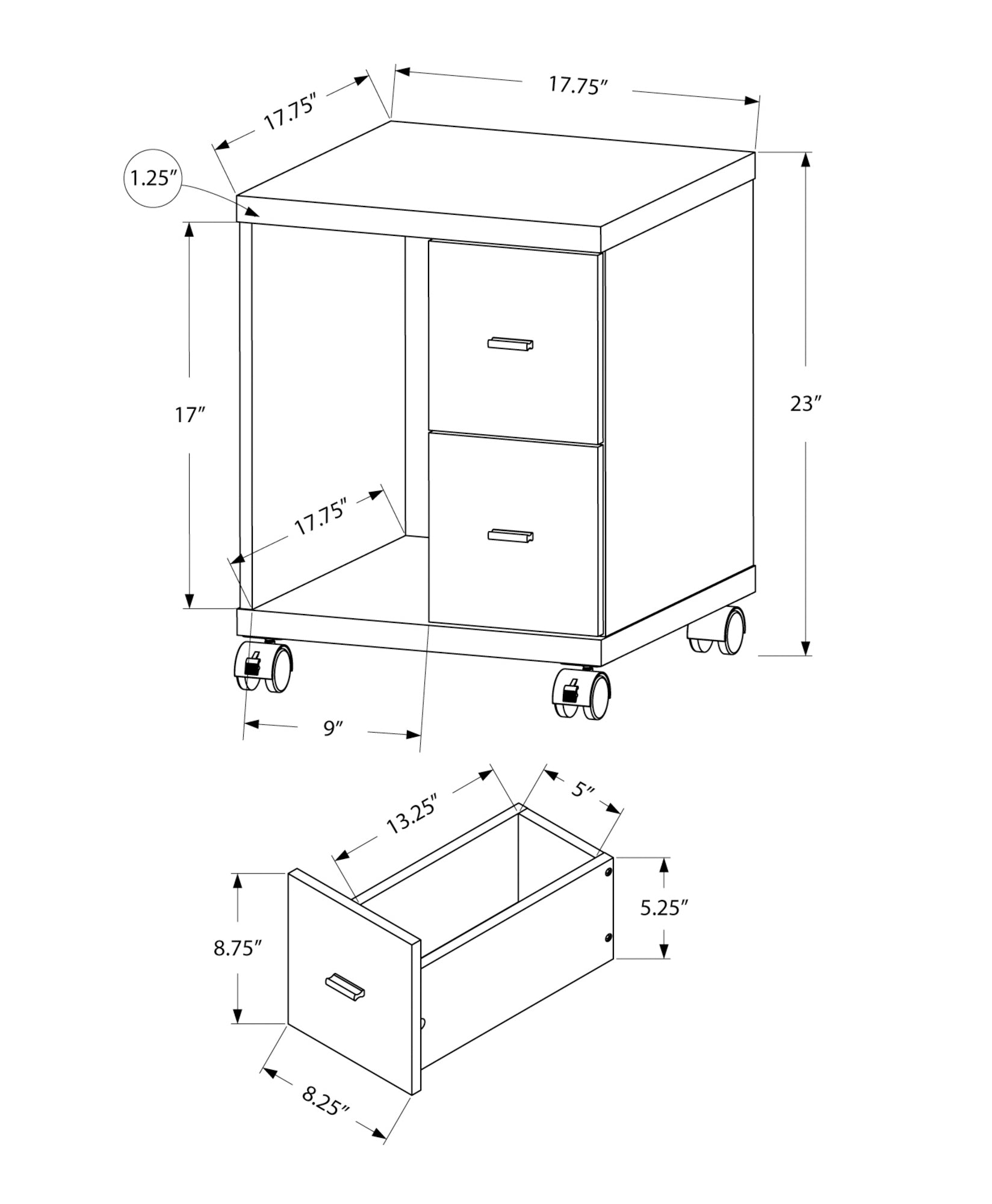 Office, File Cabinet, Printer Cart, Rolling File Cabinet, Mobile, Storage, Work, Brown Laminate, Contemporary, Modern Taupe Particle Board