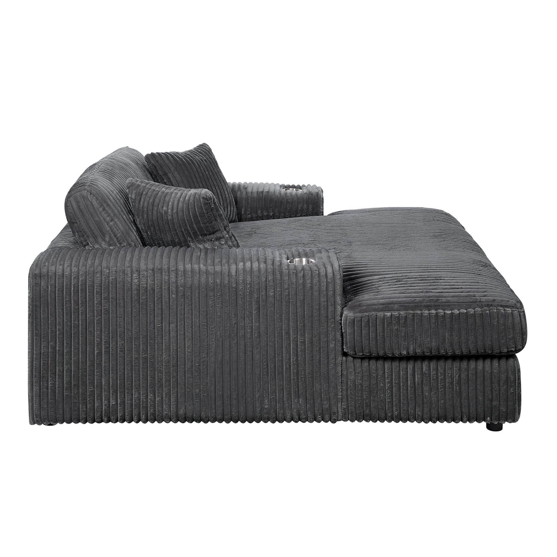 Hilde Chaise W 2 Pillows, Gray Velvet Lv03691 Gray Upholstered 1 Seat