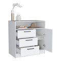 Omaha Dresser Multi Storage Compact Unit With Spacious 3 Drawers And Cabinet White White Particle Board