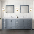 Dark Grey Double Bath Vanity 84 In. W X 22 In. D, With Carrara Marble Top Dark Grey Plywood Wood