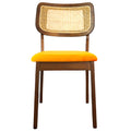 Kaden Orange Velvet Dining Chair Set Of 2 Yellow Brown Rattan,Solid Wood,Velvet