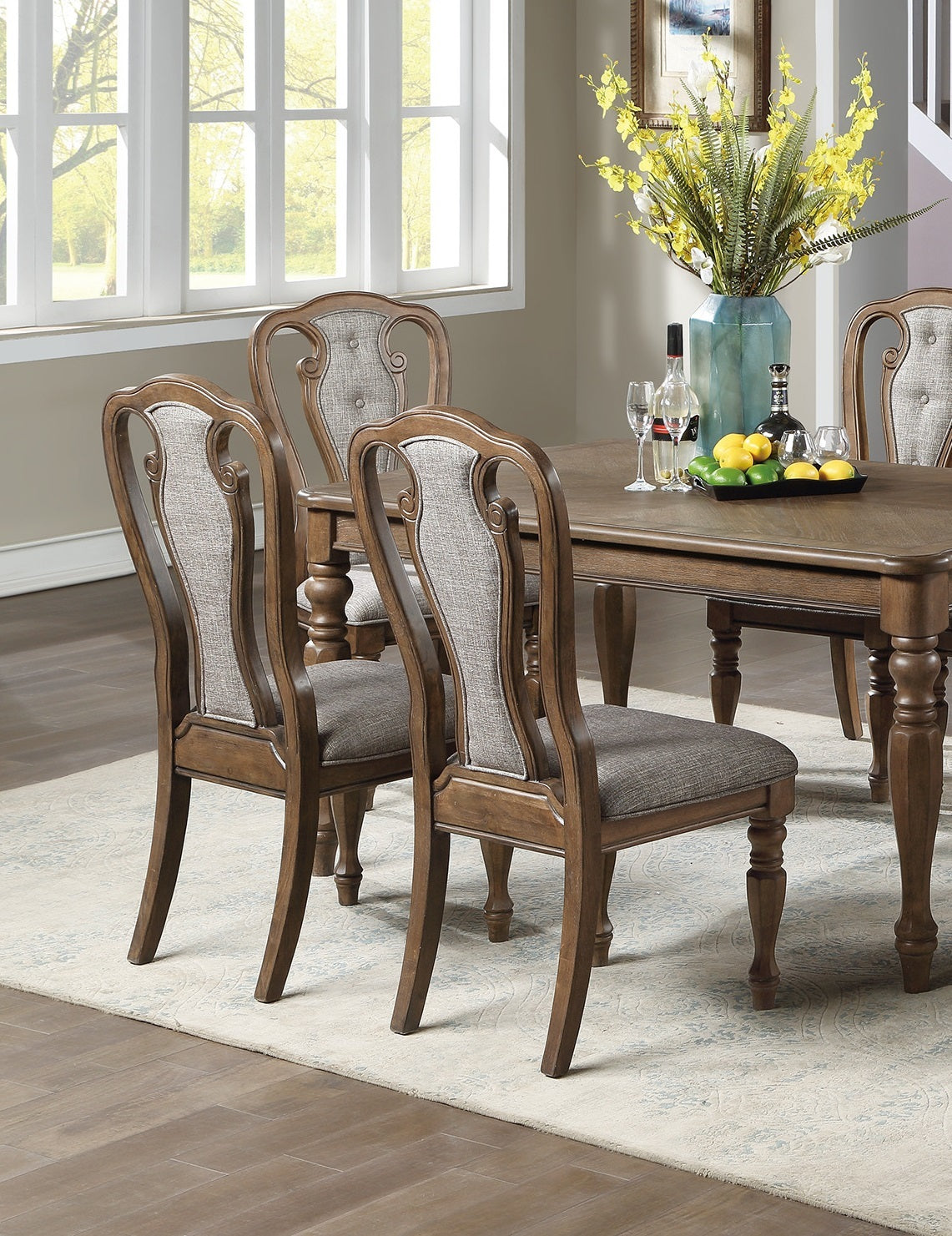 Transitional 9Pc Dining Set Dining Table 6Xside Chairs And 2X Arm Chairs Cushion Seat Ash Oak Finish Kitchen Dining Room Wood Dining Room Distressed Finish Rubberwood Rectangular Dining Table With Chair Wood Wood Oak Seats 8 72 Inches Removable Leaf