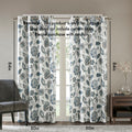 Jacquard Printed Room Darkening Curtain Panel Aqua Polyester