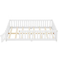 Full Size Bed Floor Bed With Safety Guardrails And Door For Kids, White Old Sku: W158090689 Full White Pine