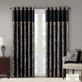 Jacquard Curtain Panel Pair 2 Pcs Window Panels Black Polyester