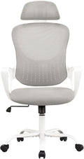 High Back Mesh Rolling Work Task Chairs With Wheels And Adjustable Headrests, Comfy Lumbar Support, Armrest For Bedroom, Gaming, Grey Grey Metal