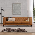 Fargo Tan Leather Sofa Brown,Rustic,Tan Brown Genuine Leather Wood Loose Back Foam Genuine Leather 3 Seat