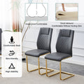 Table And Chair Set.Modern Rectangular Dining Table With Transparent Tempered Glass Tabletop And Gold Plated Metal Legs.Paried With 6 Comfortable Chairs With Pu Seats And Golden Metal Legs. Grey Gold,Transparent Seats 6 Glass Metal