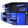 7' Garage Storage Cabinet With Workbench 18 Drawers & 4 Cabinets & Pegboard Blue Steel