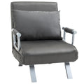 Homcom Single Person Folding 5 Position Convertible Sofa Bed Sleeper Chair Chaise Lounge Couch W Pillow & Steel Frame, Dark Grey Dark Grey Fabric