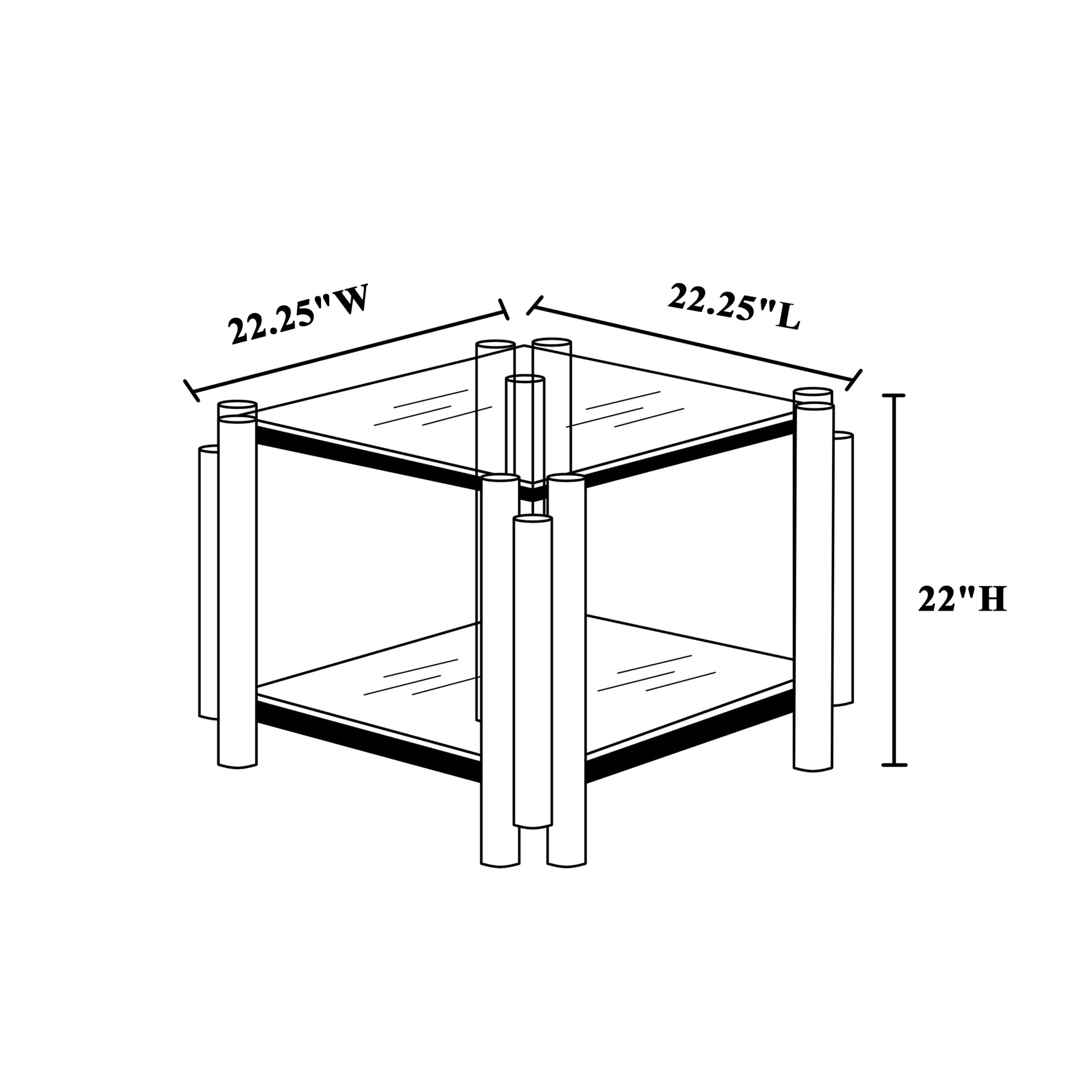 Golden Stainless Steel Double Layer Clear Tempered Glass End Table For Bed Room, Living Room Gold Clear Modern Square Stainless Steel,Tempered Glass