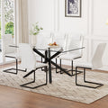 Table And Chair Set.Modern Rectangular Glass Dining Table With 0.39