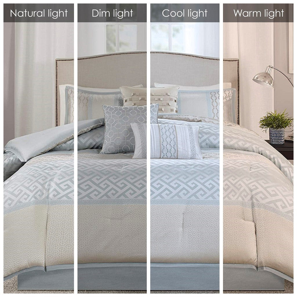 7 Piece Comforter Set Aqua King King Aqua Polyester