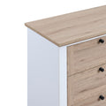 Autumn Modern 6 Drawer Master Dresser With Interlock Drawer Feature Drawer Slide And Interlock Pre Assembly, Wide Dressers For Bedroom 6 Deep Drawers For Closet Organizer Easy Assembly, White Oak Oak Natural Wood Off White White Bedroom American