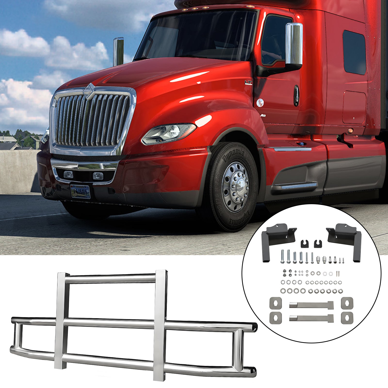 Stainless Steel Deer Guard Bumper For International Prostar 2008 2016 With Brackets Chrome Stainless Steel