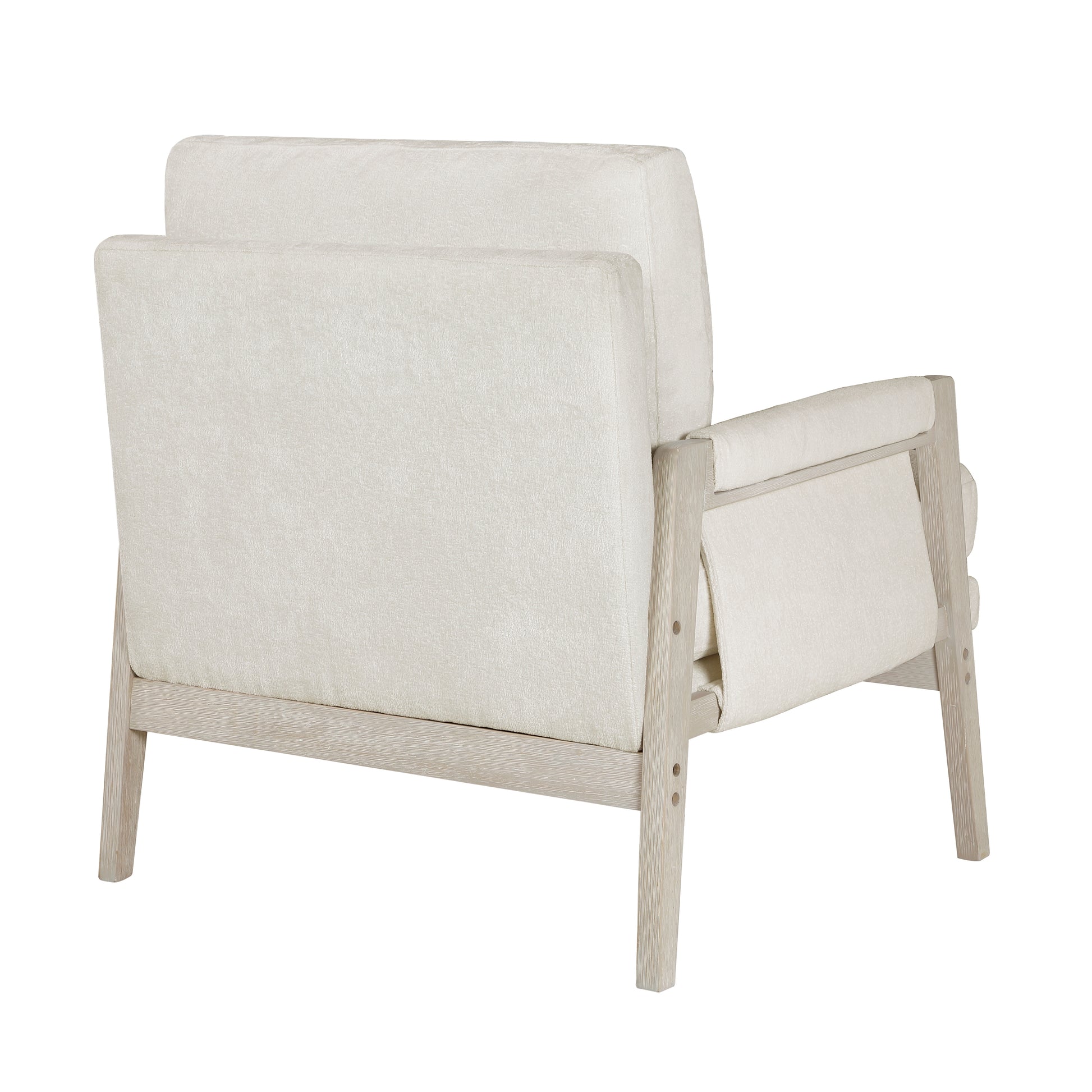 Modern Home Accent Chair Cushion Seat Back Cream Chenille Fabric Upholstery Solid Wood Furniture 1Pc Cream Color Primary Living Space Contemporary,Modern Plywood,Solid Wood