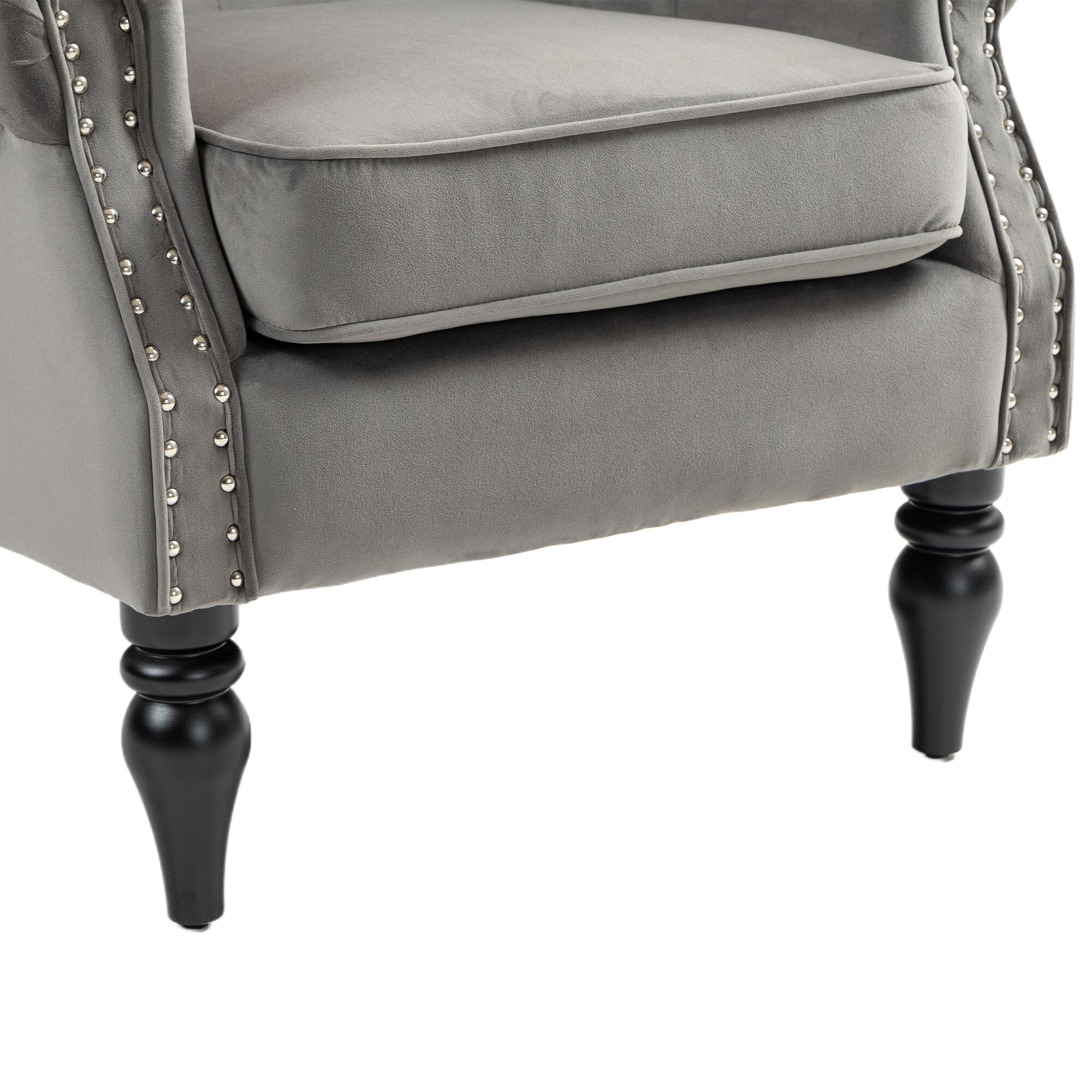 Coolmore Wood Frame Armchair, Modern Accent Chair Lounge Chair With Sturdy Wood Legs For Living Room Bedroom Dark Gray Dark Gray Foam Velvet