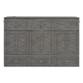 Queen Size Murphy Bed With Large Drawers,Brushed Gray Queen Gray Plywood