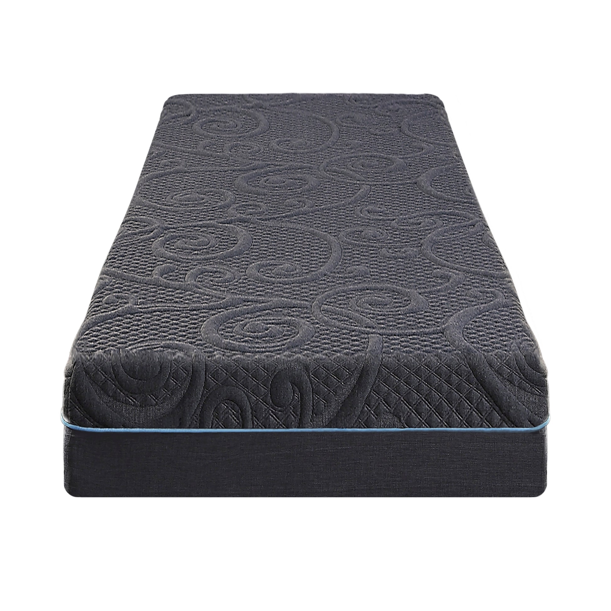 8" Twin Size Bed Mattress Gel Infused Memory Foam Hybrid Mattress, Dark Gray, Mattress In A Box, Firm Comfort Mattress Dark Gray Bedroom Foam Spring Twin